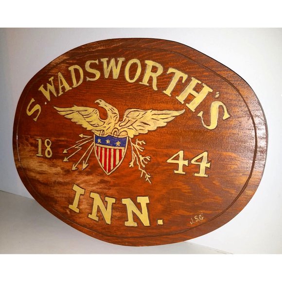 Vintage Hand Painted Patriotic Wood Sign Eagle Flag Rustic Folk Art Wall Hanging - Picture 2 of 6